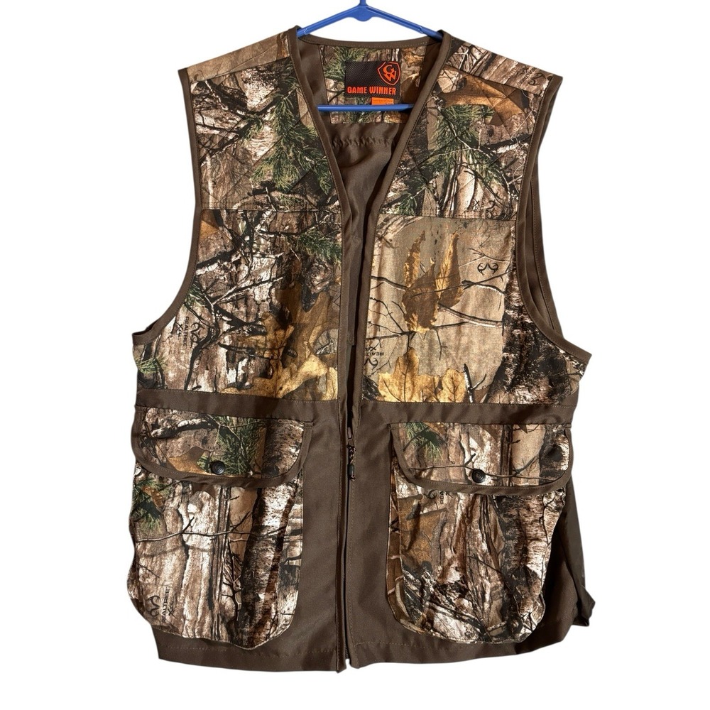 Game Winner Camo Hunting Vest Men's S/M Outdoor Realtree Pockets Game Bag Quilte